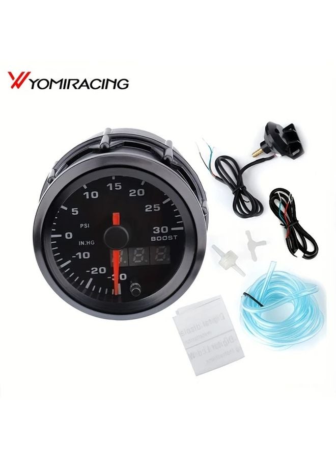 Black Turbo Boost Gauge 30in Hg 30 PSI 2 Inch 12V Dashboard Meter Adjustable Bracket - Image 5